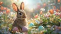 Easter Bunny Amidst Spring Blooms Royalty Free Stock Photo