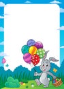 Easter bunny with balloons theme frame 1