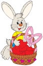 Easter Bunny with a basket Royalty Free Stock Photo