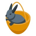 Easter Bunny Basket Icon Isometric Vector. Cute Rabbit