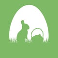 Easter bunny with a basket silhouette. Easter illustration