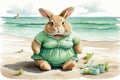 easter bunny on the beach Royalty Free Stock Photo