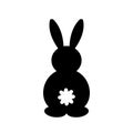 easter bunny black silhouette with white tale, vector design element Royalty Free Stock Photo