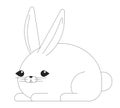 Easter bunny black and white 2D line cartoon character