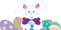 Easter bunny border with dyed eggs Royalty Free Stock Photo