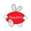 Easter bunny carries a red egg. For decor, postcards. Vektor