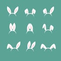 Easter bunny cartoon ears, celebration mask isolated vector set