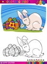 Easter bunny cartoon illustration for coloring Royalty Free Stock Photo