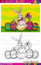 Easter bunny cartoon illustration for coloring Royalty Free Stock Photo