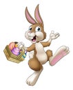 Easter Bunny Cartoon Rabbit With Eggs Basket