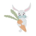 An Easter bunny cartoon rabbit holding a giant Easter egg illustration Royalty Free Stock Photo