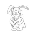 An Easter bunny cartoon rabbit holding a giant Easter egg illustration Royalty Free Stock Photo