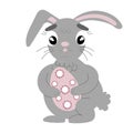 An Easter bunny cartoon rabbit holding a giant Easter egg illustration Royalty Free Stock Photo