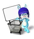 Easter Bunny character with shopping trolley Royalty Free Stock Photo