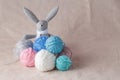 Easter bunny in colored wool clew