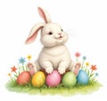 Easter Bunny and Colorful Eggs A Springtime Celebration Royalty Free Stock Photo