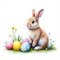 Easter Bunny and Colorful Eggs A Springtime Celebration Royalty Free Stock Photo
