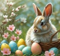 Easter Bunny and Colorful Eggs A Springtime Celebration Royalty Free Stock Photo