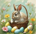 Easter Bunny and Colorful Eggs A Springtime Celebration Royalty Free Stock Photo