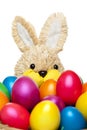 Easter bunny with colourful easter eggs