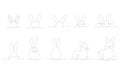 Easter bunny continues line hand draw pack elements. Vector stock illustration minimalism design isolated on white Royalty Free Stock Photo