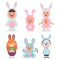 Easter bunny costume vector cartoon character set Royalty Free Stock Photo