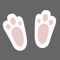 Easter Bunny Cute Paws isolated on White. Vector Flat style Design element. Rabbit Pink Footprint for Greeting postcard, Print,