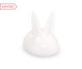 Easter Bunny. 3D illustration of a cute white rabbit figurine. Design element isolated on white background. Suitable for Easter
