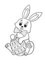 Easter bunny doodle coloring book page for adult and children. Antistress Royalty Free Stock Photo