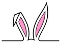 Easter Bunny Ear vector. Isolated Background.Easter Symbol Ornament in pink and black.