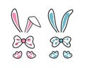 Easter bunny ears, bow and paw set