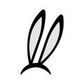 Easter bunny ears icon. Easter rabbit ears mask on head isolated on white background. Vector Royalty Free Stock Photo