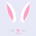 Easter Bunny ears and nose. Mask for carnival, selfie, photo, chat. The face of the animal. Rabbit filter Royalty Free Stock Photo