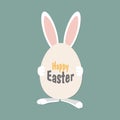 Easter Bunny. Ears Rabbit Vector. White Easter Bunny with egg and text: Happy Easter Royalty Free Stock Photo