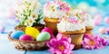 Easter bunny Easter cake and eggs. Selective focus. Royalty Free Stock Photo