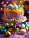 Easter bunny Easter cake and eggs. Selective focus. Royalty Free Stock Photo