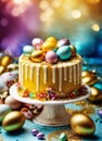 Easter bunny Easter cake and eggs. Selective focus. Royalty Free Stock Photo