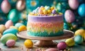 Easter bunny Easter cake and eggs. Selective focus. Royalty Free Stock Photo