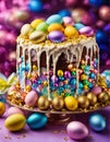 Easter bunny Easter cake and eggs. Selective focus. Royalty Free Stock Photo