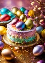 Easter bunny Easter cake and eggs. Selective focus. Royalty Free Stock Photo