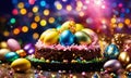 Easter bunny Easter cake and eggs. Selective focus. Royalty Free Stock Photo