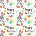 Easter Bunny, Easter pattern seamless. Easter rabbit wallpaper. Trendy easter lettering with a bunny icon and egg Royalty Free Stock Photo