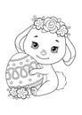 Easter Bunny with egg Coloring Page Royalty Free Stock Photo