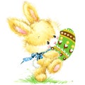 Easter bunny and Easter egg JPEG, PNG. Series for congratulations. watercolor Royalty Free Stock Photo