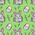 Easter bunny and egg seamless pattern vector illustration Royalty Free Stock Photo