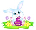 Easter Bunny with Eggs and Flowers Royalty Free Stock Photo