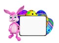 Easter Bunny with eggs and signboard