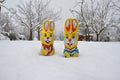 An Easter bunny in snow -