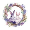 Easter bunny with floral wreath Royalty Free Stock Photo