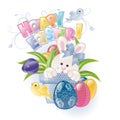 Easter bunny in flowerpot Royalty Free Stock Photo